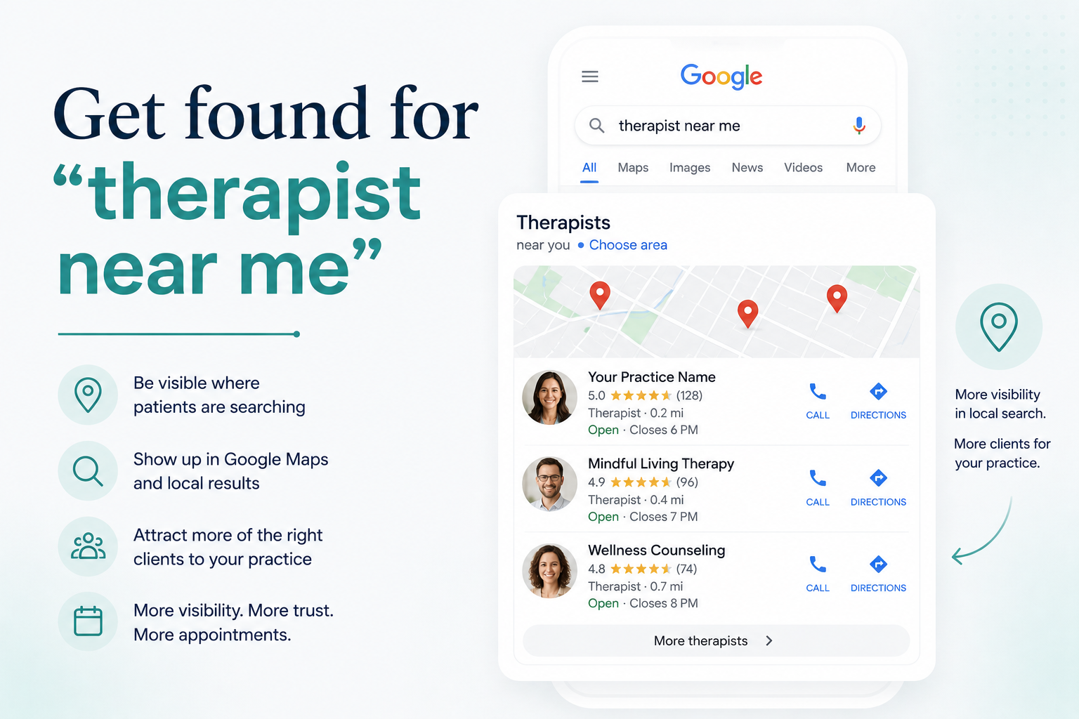 SEO for Therapists found on Google and directories
