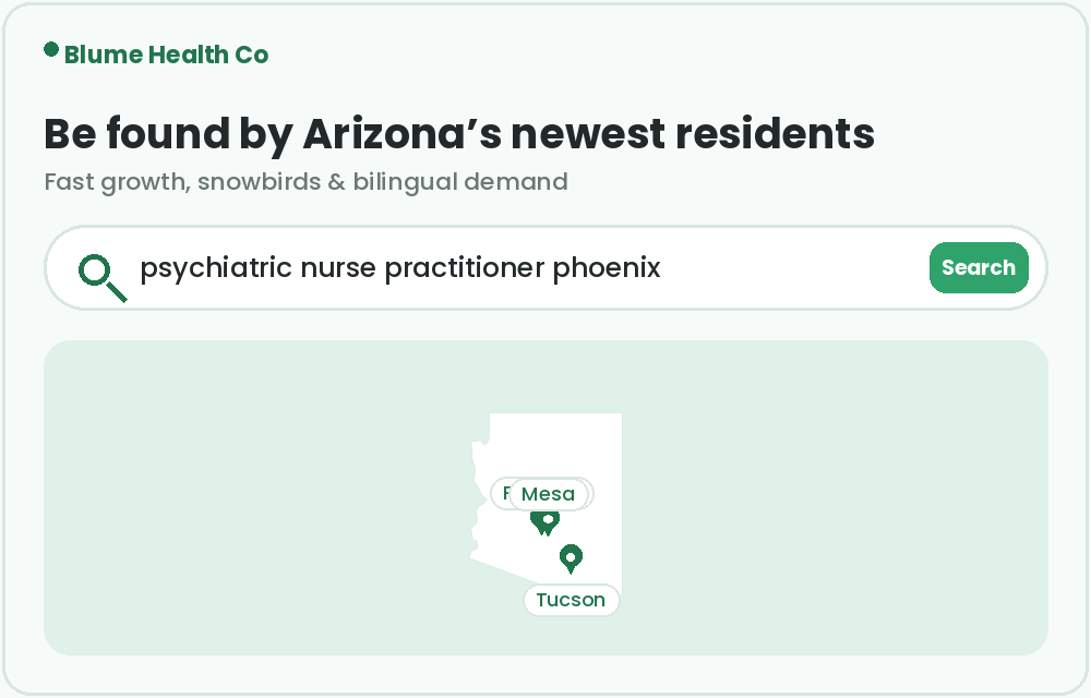 PMHNP Marketing in Arizona found on Google