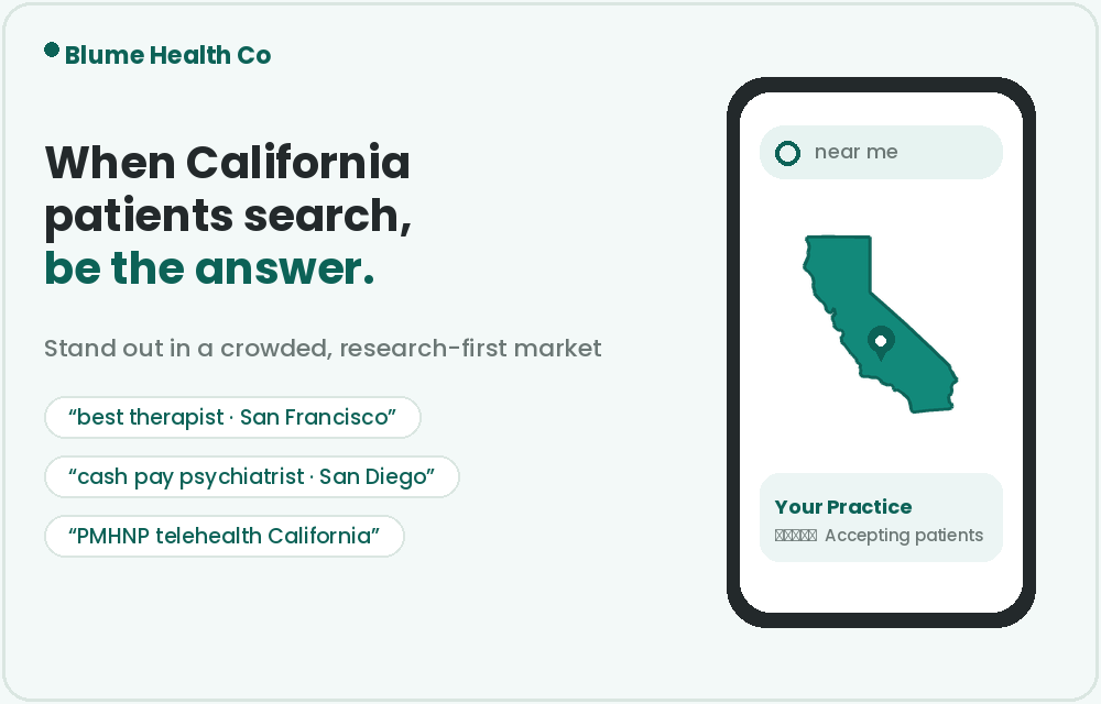 PMHNP Marketing in California found on Google